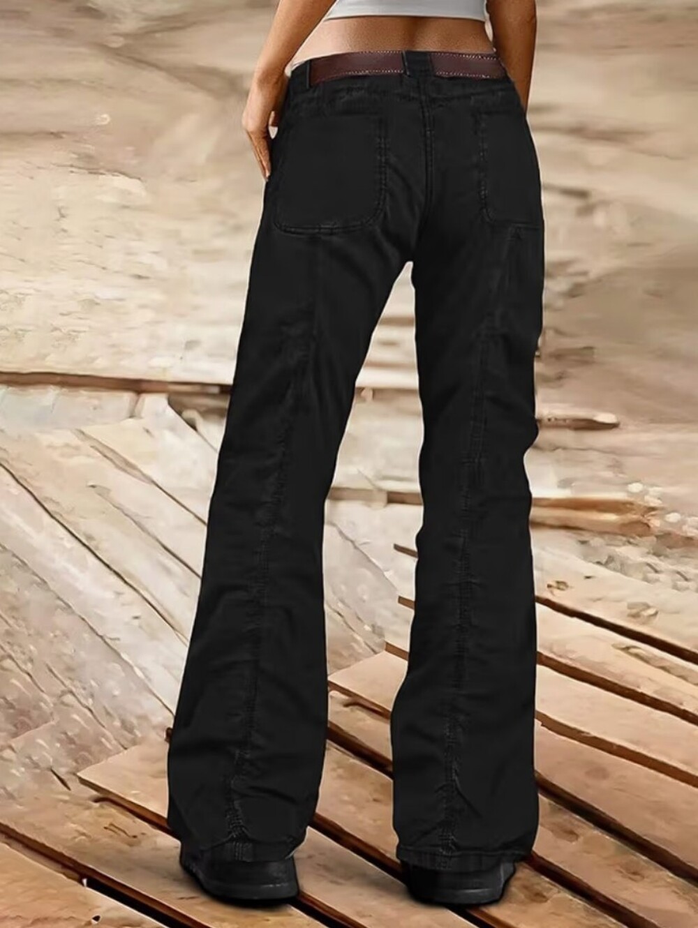 Flamingals Straight Leg Mid Rise Cargo Style Pants Stitch Detail NWT XL - Picture 3 of 8